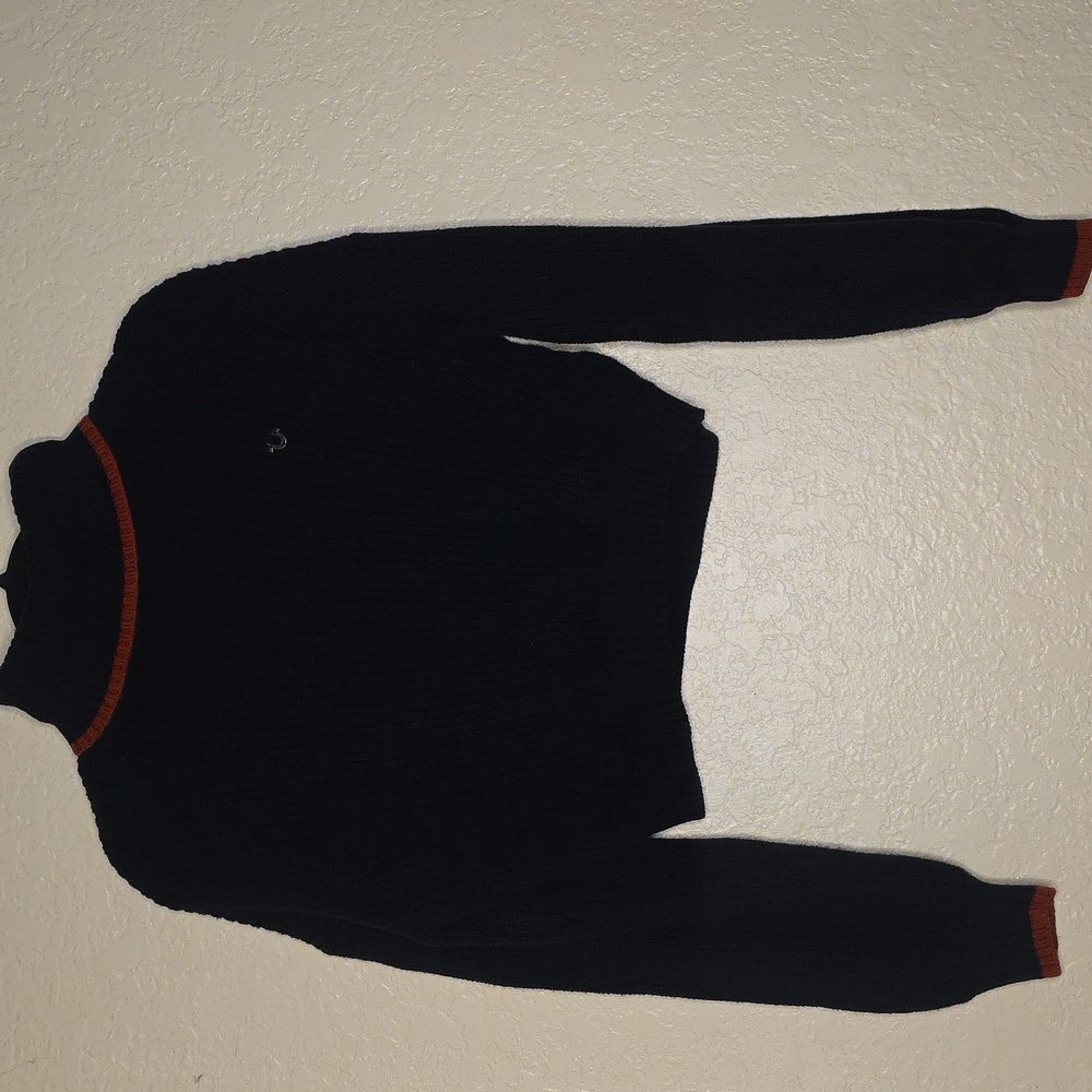 True Religion Black Sweater with Orange Accents
